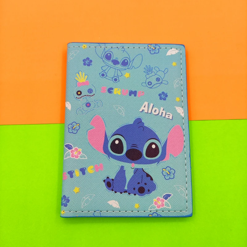 Disney Stitch Kids Passport Cover Cute Travel Passport Holder for Men Function Business Card Case with 3 card holders Slots