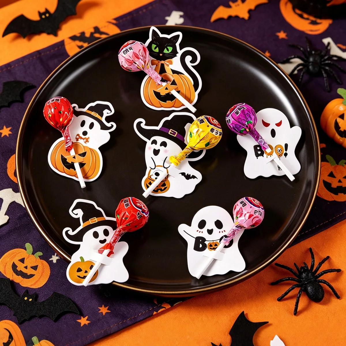 48 Stück Halloween-Lollipop-Papierhalter mit Niedlichem Gruseligem Geister-Design Halloween-Lollipop-Dekorationskarten für Halloween-Party-Zubehör 2026 – Detail 7