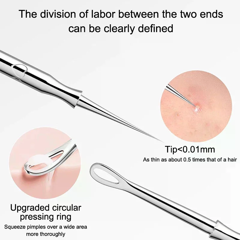 2/4 pezzi per la rimozione dell'acne dei punti neri, strumento popper per brufoli, ago per l'acne, rimozione della pulizia dei follicoli dei capelli
