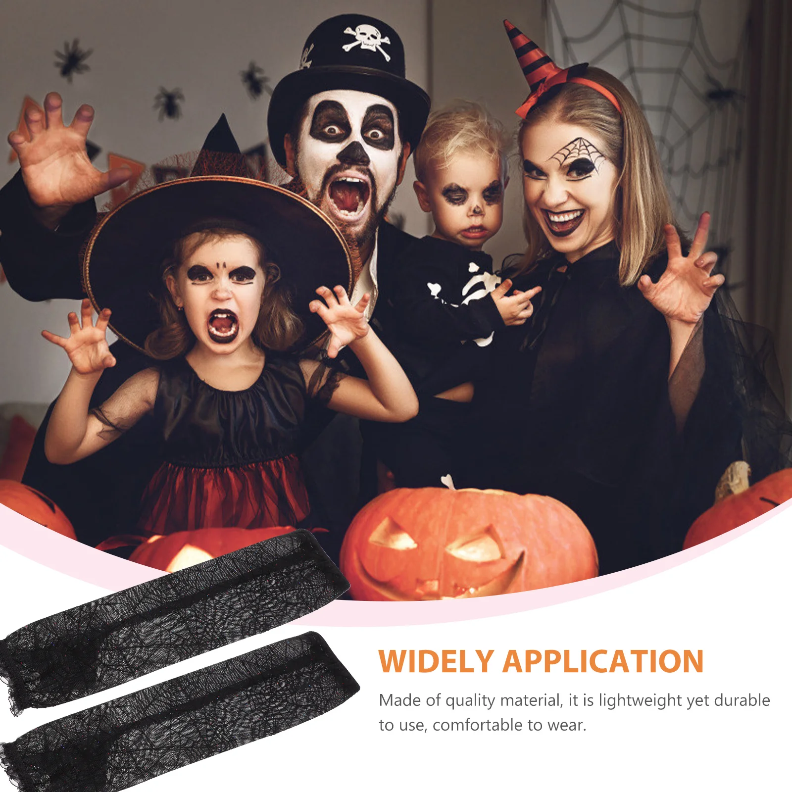 

1Pair Creative Spider Web Pattern Halloween Party Cosplay Fingerless Tulle Mittens Gothic Punk Accessories Spider Web Gloves