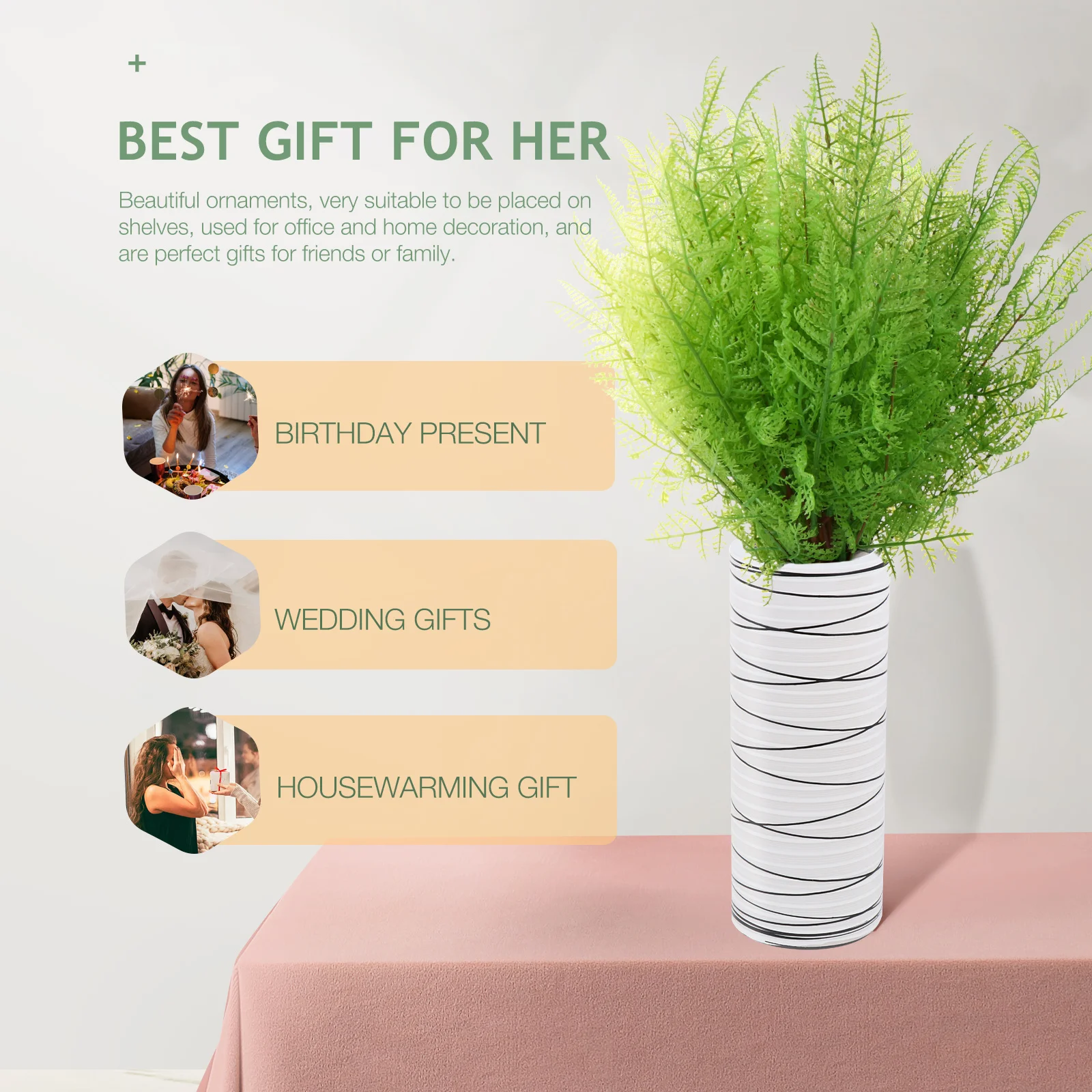 

4Pcs Faux Green Fern Simulated Plant Home Office Party Decoration Artificial Greenery Ornament Faux Green Fern