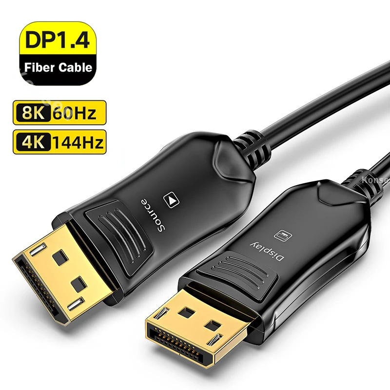 

8K 60Hz DP 1.4 Fiber Optical Cable Displayport Fiber Optic Cable HDR High Speed 32.4 Gbps 4K@144Hz Slim Flexible DP to DP Cable