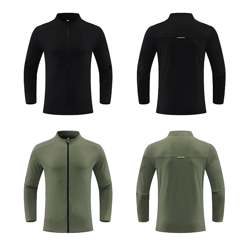 

Мужская куртка с воротником-стойкой, облегающая куртка для бега, тренировок, пешего туризма, велоспорта, тренажерного зала, фитнеса, высокоэластичный ветрозащитный спортивный топ на молнии