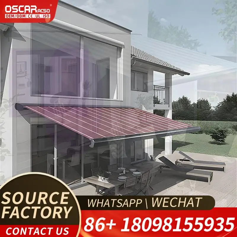 Large Outdoor Retractable Waterproof Adjustable PVC Aluminum Shade Structure for Garden Patio Backyard Retractable Awning