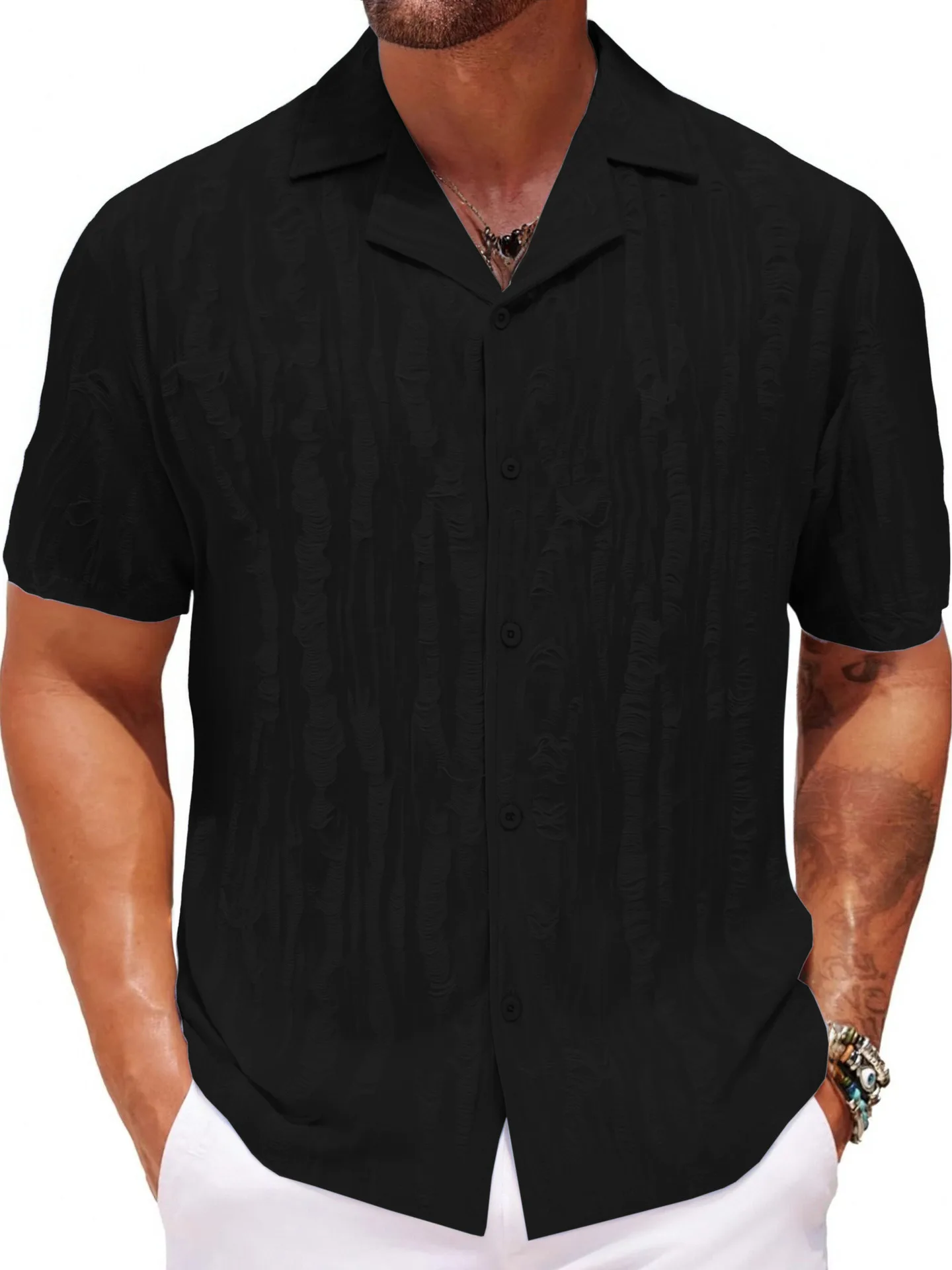 

Мужская летняя рубашка свободного кроя 2026 года, большие размеры, повседневная, из полиэстера, не требует глажки, для ежедневной носки