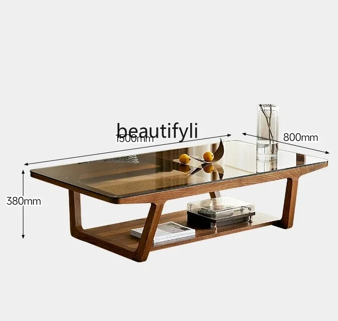 

Black walnut coffee table solid wood living room home tea table modern light luxury simple coffee table small apartment420