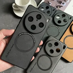 Magnetic Phone Case for VIVO X100 Pro IQOO 12 11 Pro Lambskin Texture Fuax Leather Cover