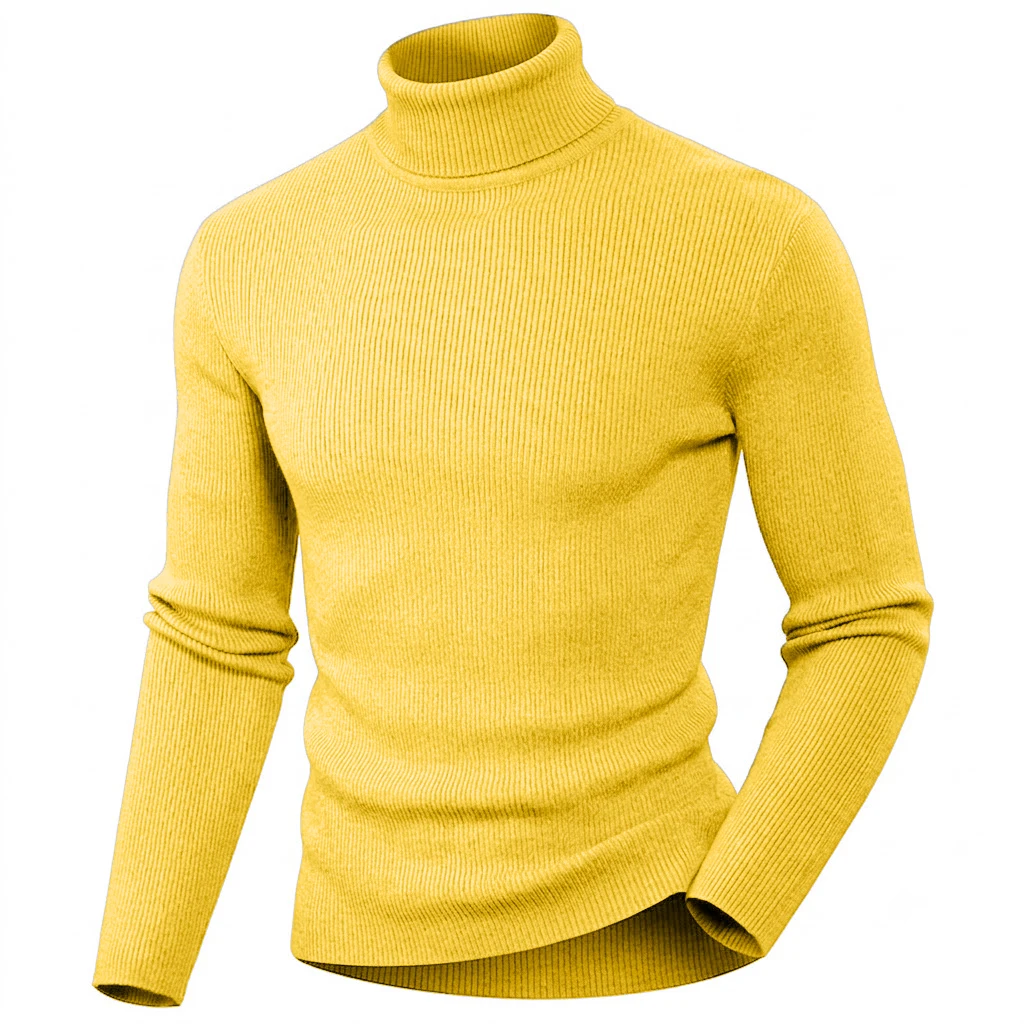 Neuer Herren-Rollkragenpullover Einfarbiger Gestrickter Pullover Hochgeschlossener Warmer Lässiger Sweater Herren Winter Outdoor Strickmantel Oberteil – Detail 10