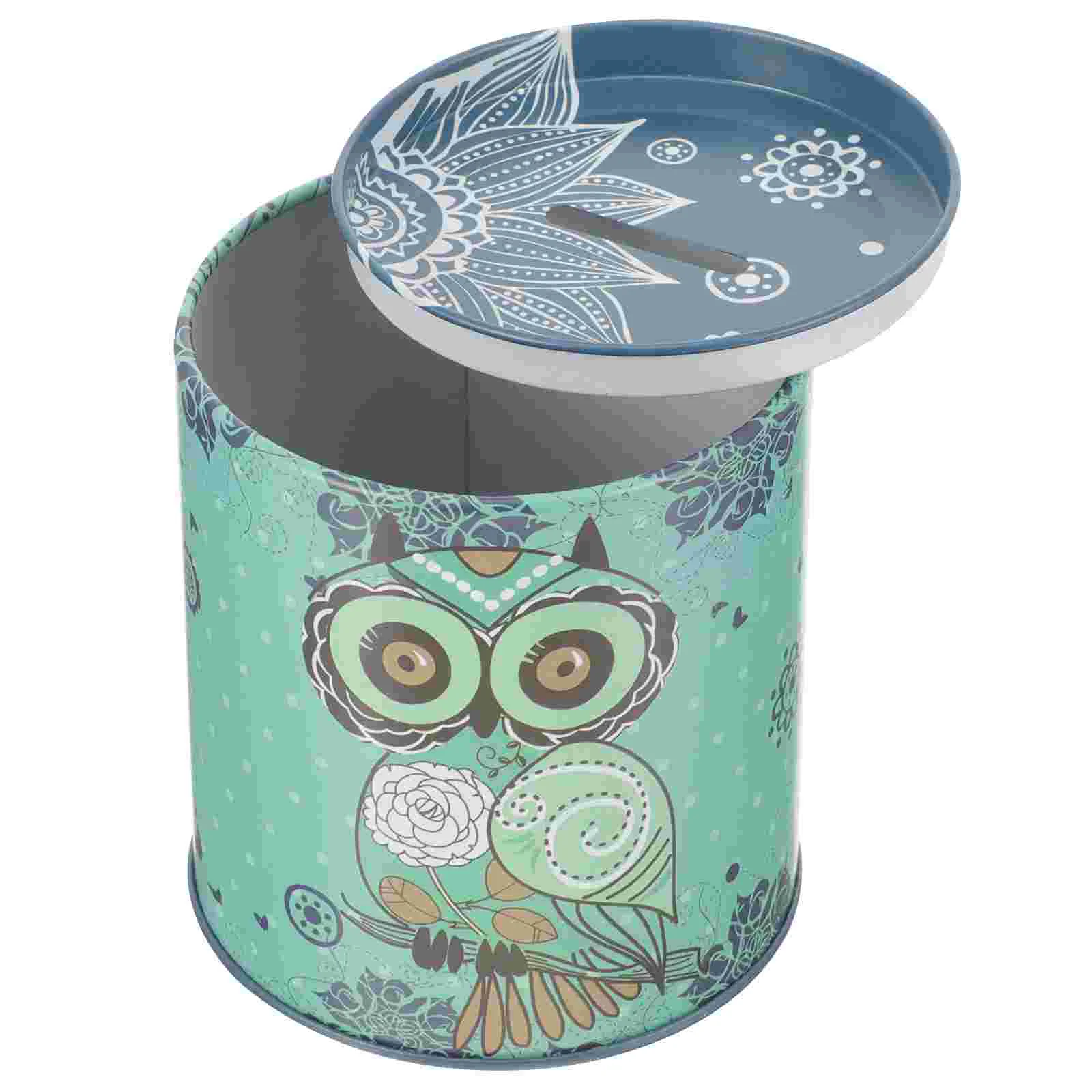 Owl Piggy Bank for Kids Metal Decor Large Capacity Tinplate Child Savings Coin Jar Banks Children