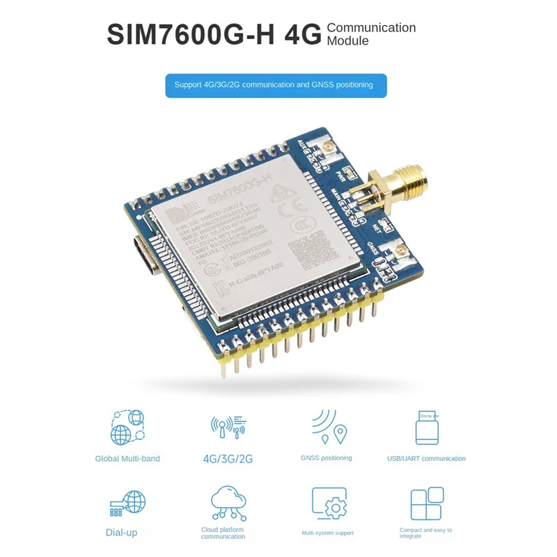 Waveshare SIM7600G-H 4G Communication Module with FPC Antenna Global Communication Multi-Band 4G/3G/2G with GNSS Positioning