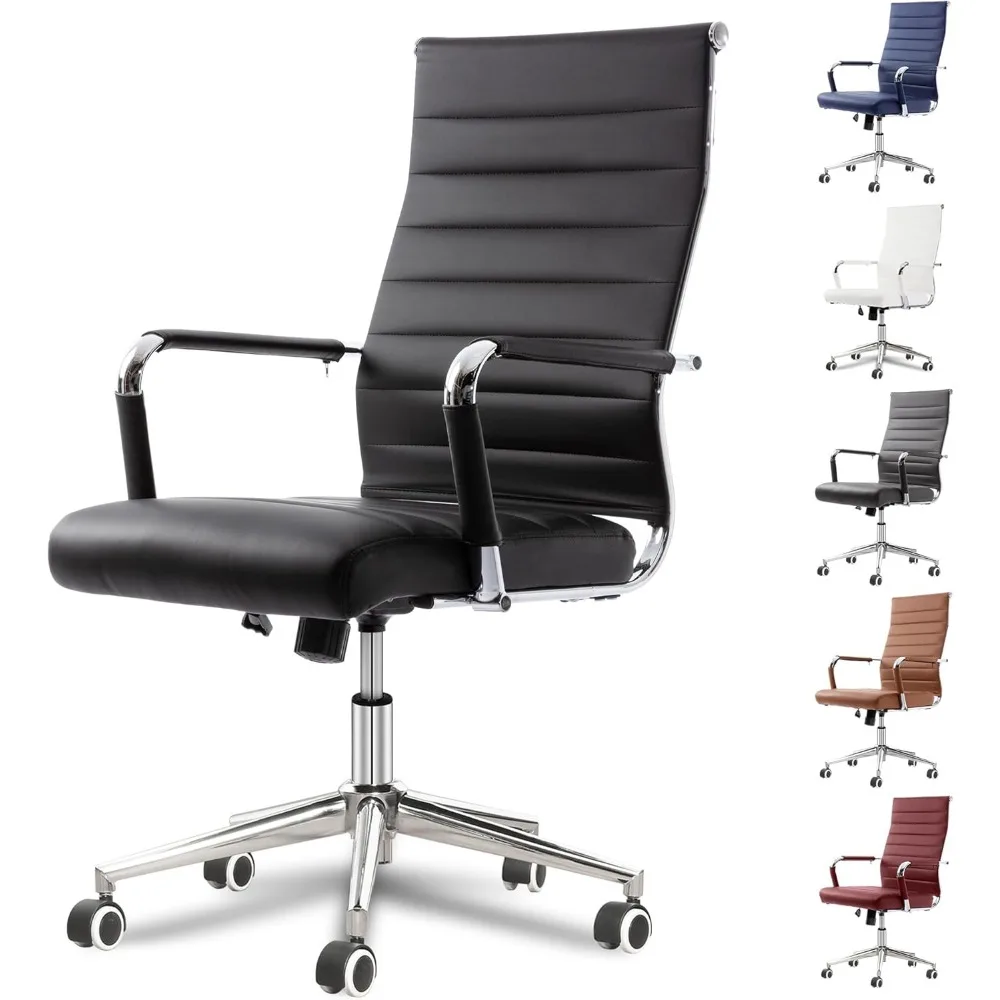 

Okeysen Office Desk Chair, Ergonomic Leather Modern Conference Room Chairs, Executive Ribbed Height Adjustable Swivel Rolling Ch