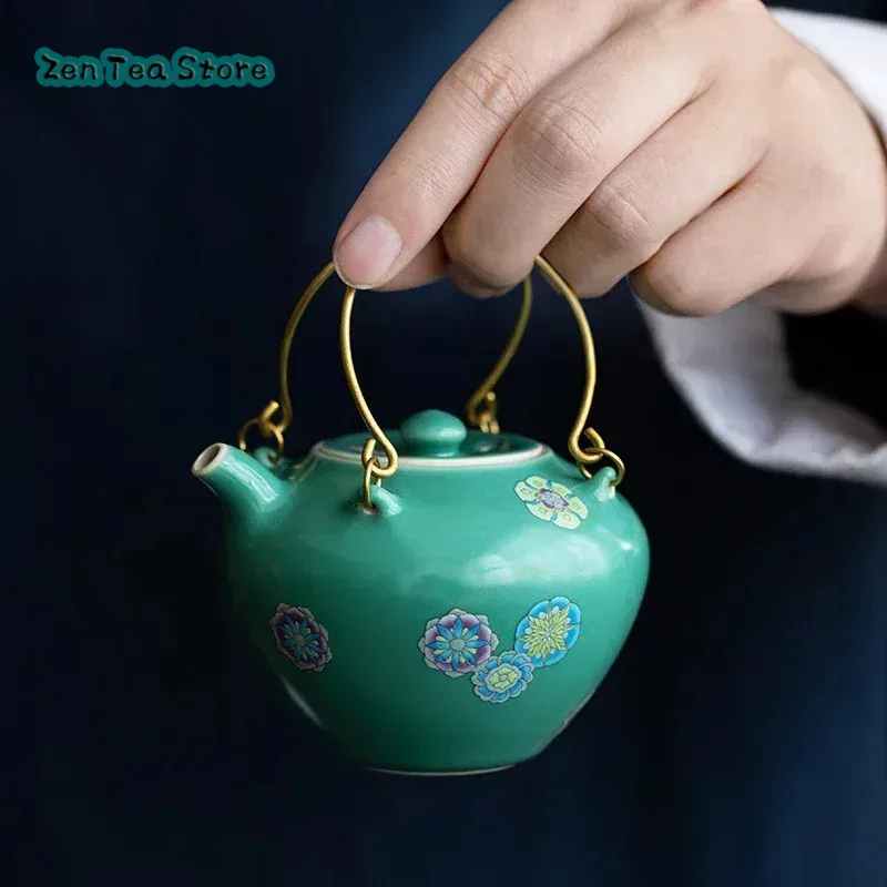 

Loiesag 200ml DeHua Turquoise Green Sihe Hand Mention Teapots Japanese Style Small Tea Pot Single Pot Ceramic Kung Fu Tea Set