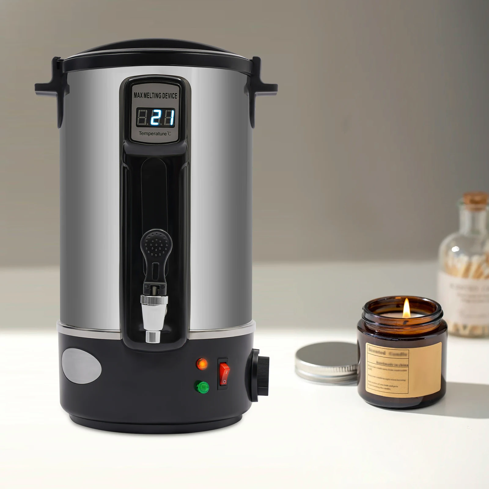 

8L Stainless Steel Wax Melter, LED Digital Display, 1000W Electric Wax Melting Pot, for Candle Making, DIY Candles Melting Pot