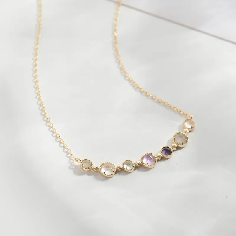925 Sterling Silver Gold Plated Color Topaz Amethyst Labradorite Choker Necklace Luxury Japan Gemstone Necklaces Fine Jewelry