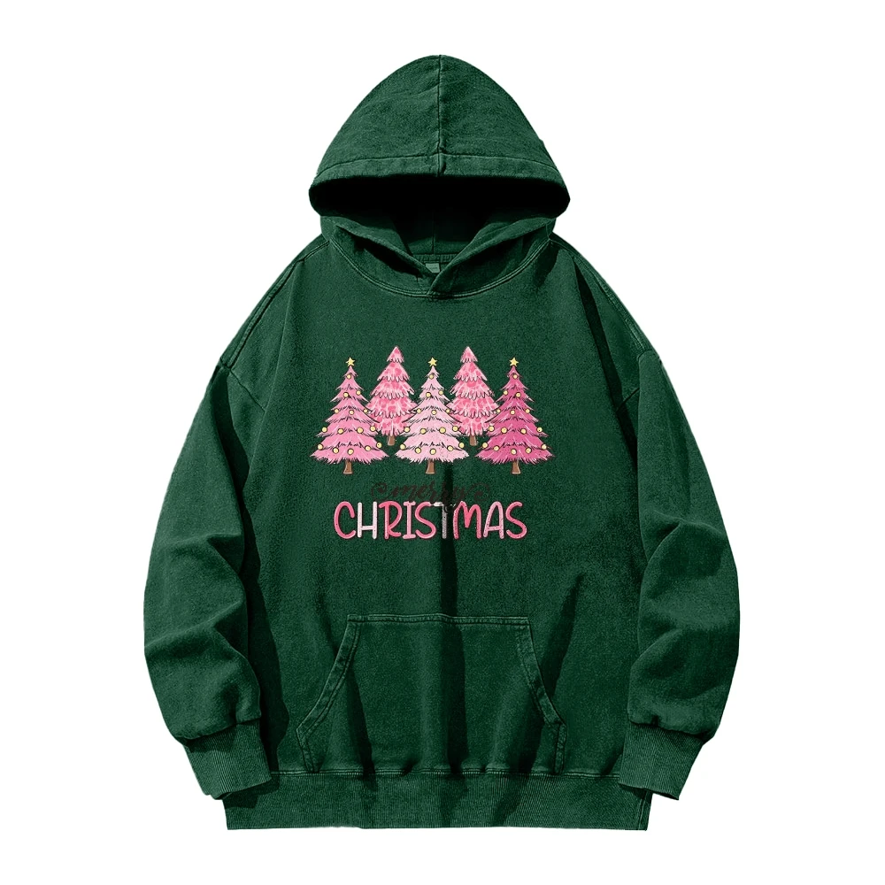 

Y2K Style Pullover Top Couple's shirt Pink Christmas Tree Print Sportwear Long Sleeves Unisex Fit Autumn And Winter Sweater