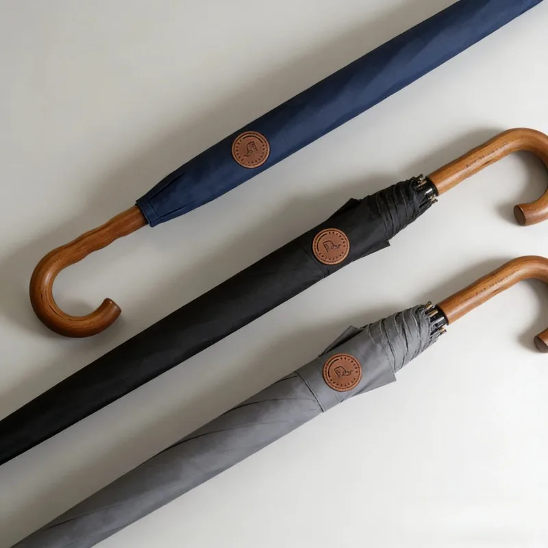 Large Windproof Umbrella Men Women, Luxury Wooden Handle Big Umbrella Strong 8 Bones, 120cm Large Long Handle Umbrellas Rain