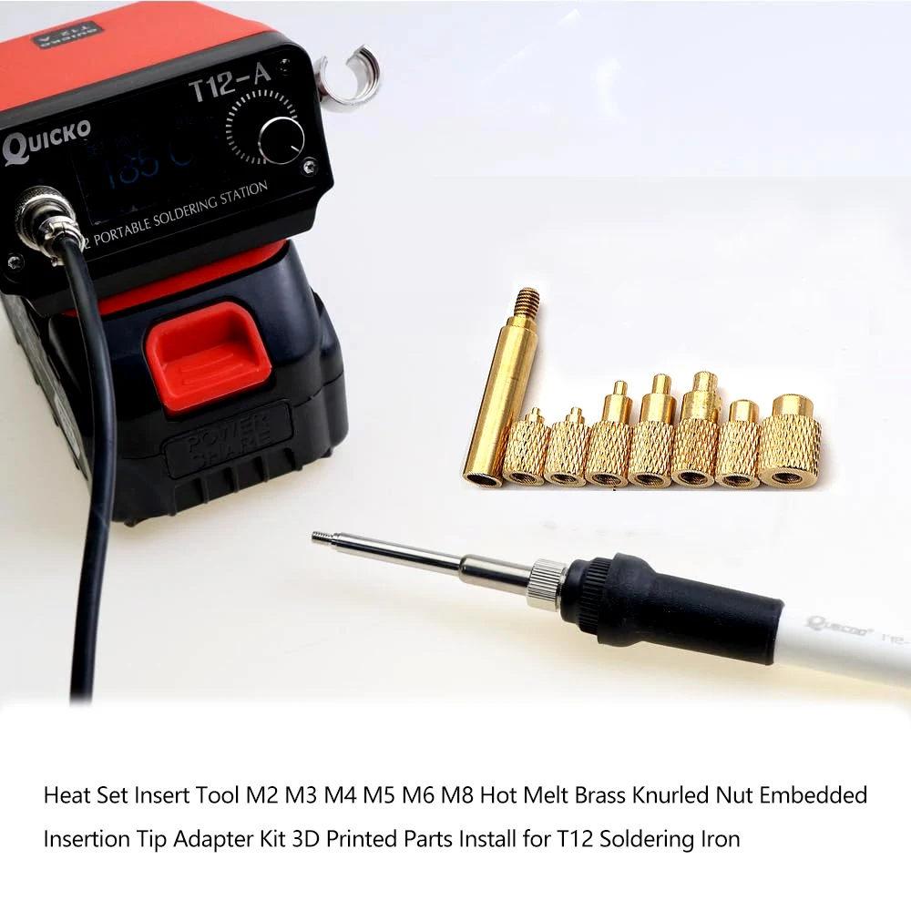 Детали с 3D-печатью, гайка с термоплавом, встроенный вставной наконечник M2 M3 M4 M5 M6 M8 для паяльника Quicko T12 936, инструмент для вставки нагрева