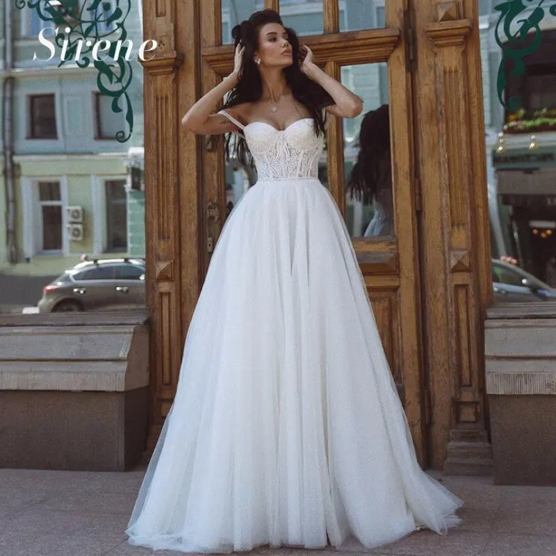 Sweetheart Wedding Dresses For Women 2024 Off The Shoulder White Lace Tulle Backless Bridal Gown Floor Length Vestidos De Novia