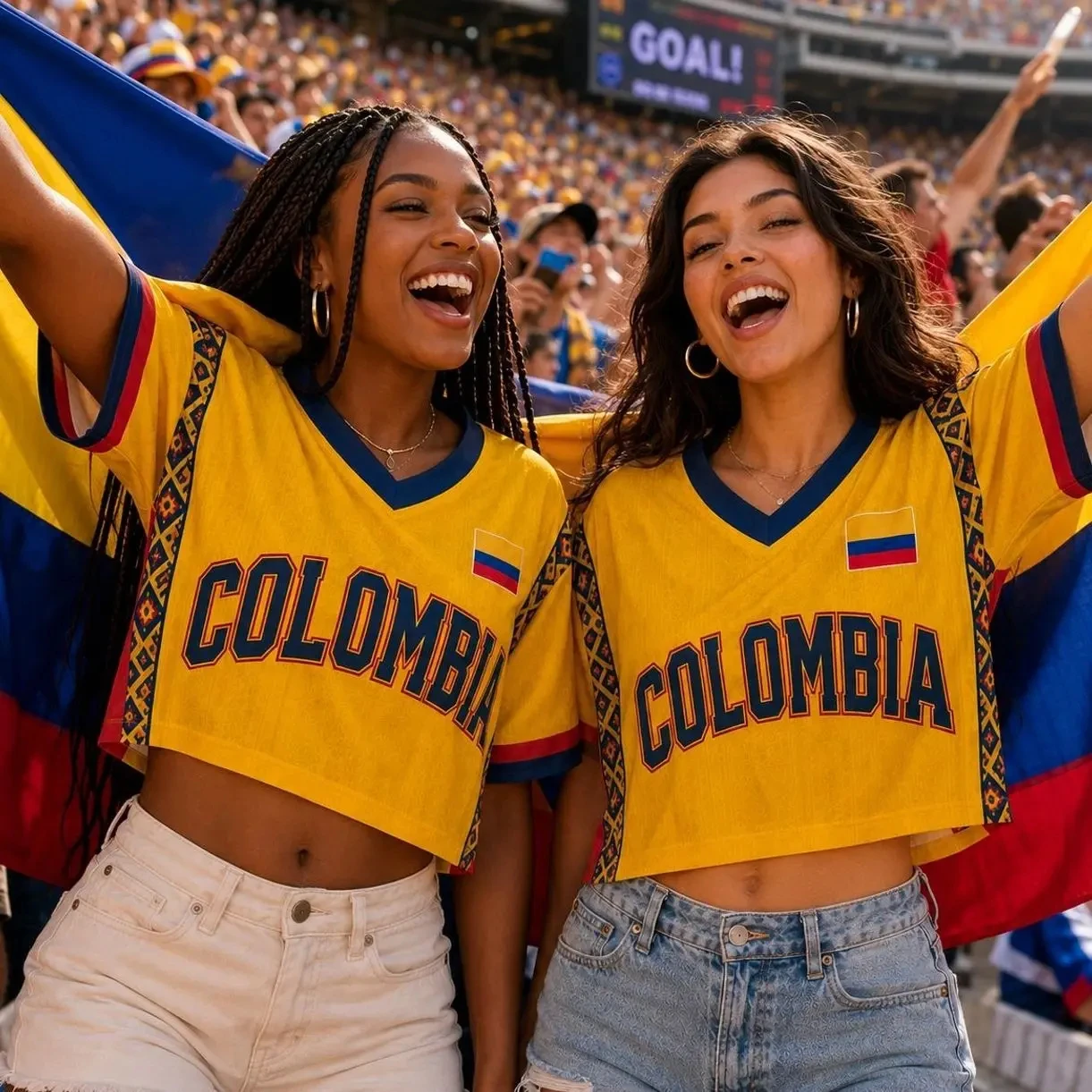 Trending Hot Sale Colombia Soccer Shirt Women Slim Cropped Hem Breathable Athletic Jersey Daily Game Watch Vacation Street Look