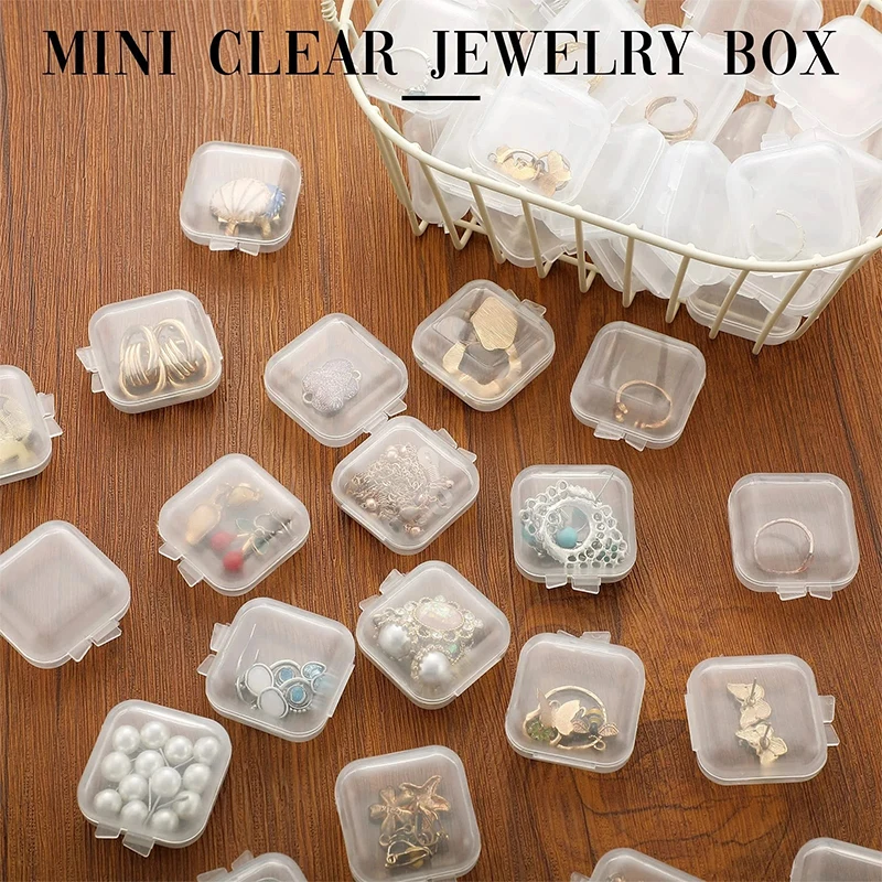 

10-100PCS Jewelry Box Organizer Transparent Case Small Clear Plastic Containers for Jewelry Rings Necklaces Earplugs Storage