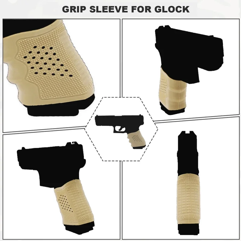 2Pcs Tactical Pistol Holster Rubber Grip Glove Sleeve Handgun Anti-Slip Protect Sleeve Cover for Glock 17 19 23 Airsoft Hunting - view 6