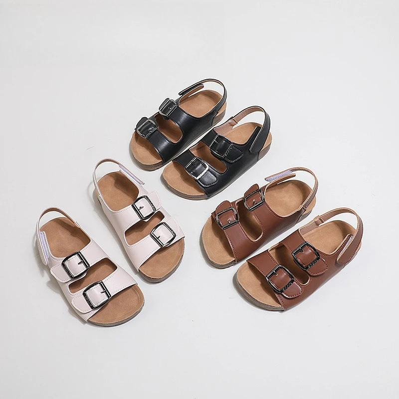 

2026 Boys Summer Cork Sandals, New Kids Casual Beach Shoes, Soft Sole Non-Slip Footwear for Big Boys