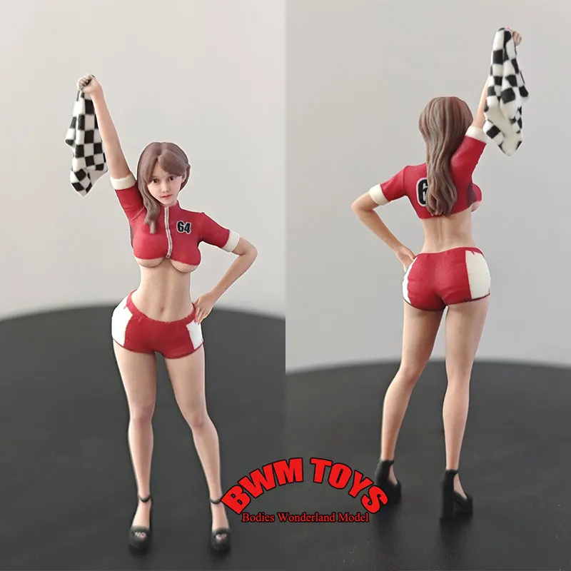 

3D печать ручной работы 1/16 1/18 женщина-солдат гоночный флаг на мотоциклах поднимающий рефери девушка миниатюрная настольная скульптура орнамент