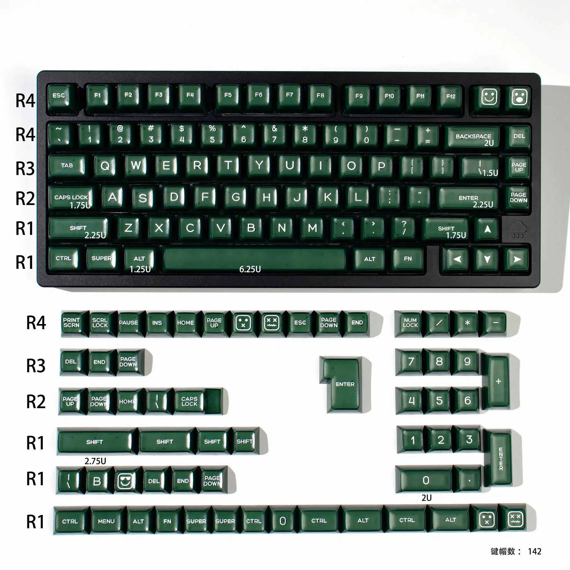 SA Keycaps 142 Keys Keycaps Semi-transparent ABS Double Shot Keycap for Cherry MX Switch Mechanical Gaming Keyboard 84/96/104
