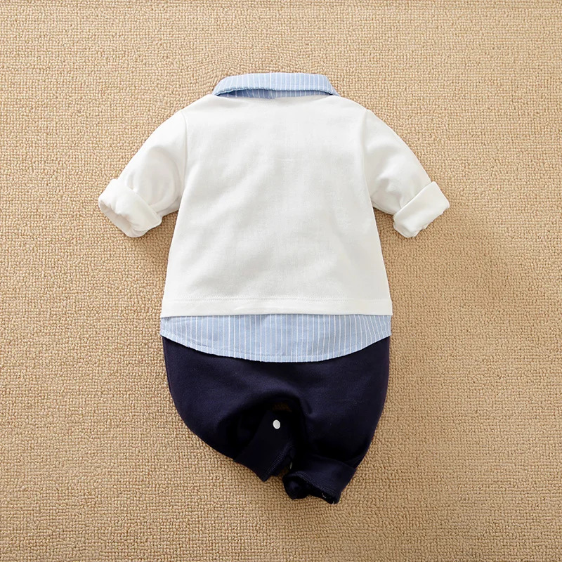 Autumn and Spring Soft Comfortable Romper 100% Cotton Onesie Long Sleeve Knitted Clothes Newborn Baby Boy Cool Minimalist Casual