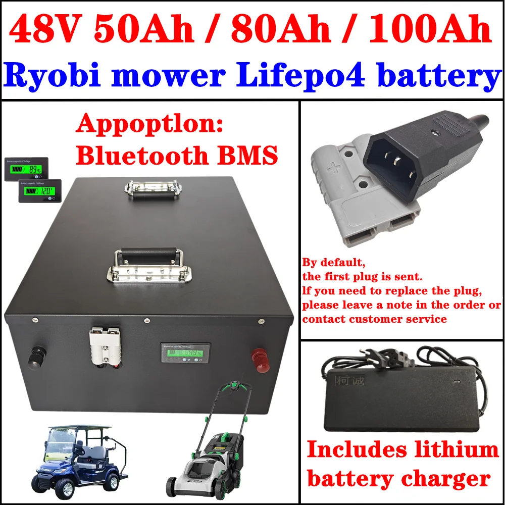 48V 50AH 80Ah 100Ah Lifepo4 lithium battery pack for Ryobi RM480e RM300e ZT480ex 300MV Zero Turn electric riding mower