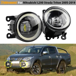 2 X Car LED Lens Fog Light Angel Eye DRL 30W 6000LM Fog Daytime Running Lamp For Mitsubishi L200 Strada Triton 2005-2019