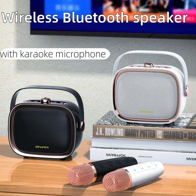 With Microphone for Home Singing Portable Karaoke Wireless Bluetooth 5.0 Speaker Mini Speaker 360 Stereo Surround Sound Box TF