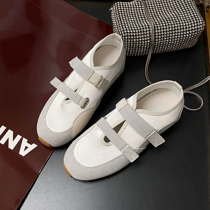 

Double Velcro Soft Sole Soft Surface Ballet Mary Jane Sneakers Casual Shoes for Women