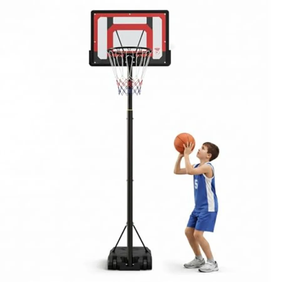 

Outdoor Indoor Portable Basketball Hoop, Steel Frame with Blue Finish, 4.82-8.53ft Height Adjustable, Stable Enlarged Base Poly