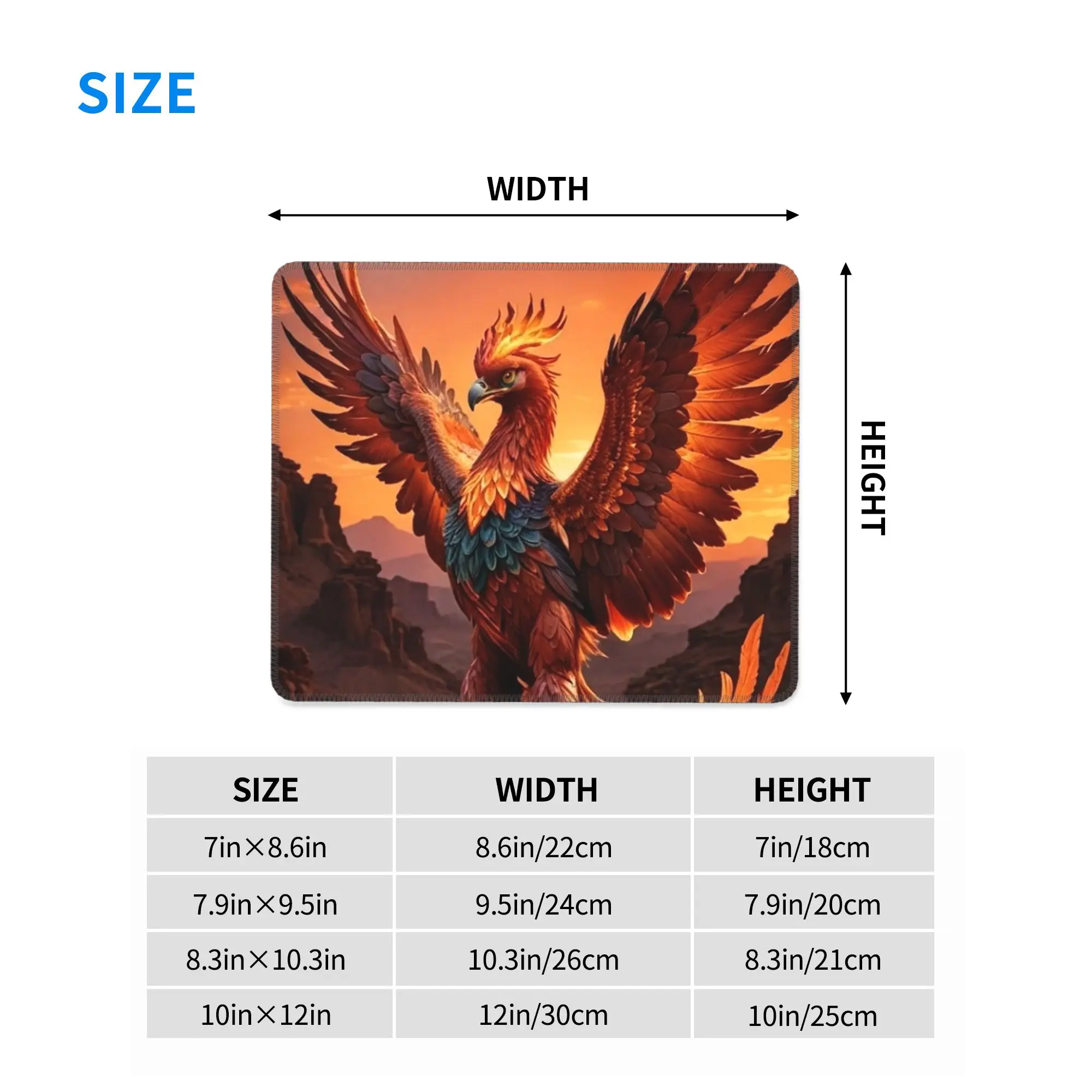 Phoenix Mythical Bird With Fiery Wings Mouse Pad Computer Keyboard Mouse Mat Gamer Laptop Desk Mat Office Accessories Table Mats