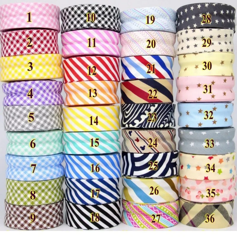 Single Folded Cotton Bias Tapes, 25mm, Cross Grain Series, Craft Apparel, Sewing Cloth, Fabric Tape, 5m per Roll