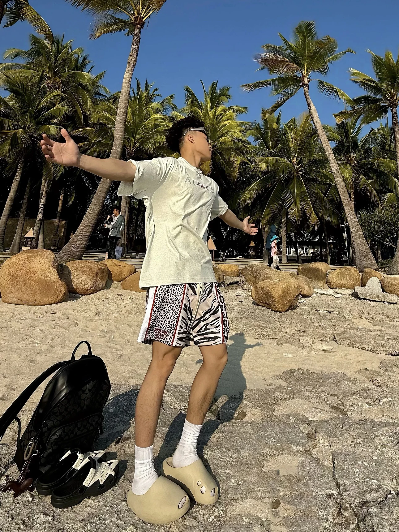 American Sle Me Leopard Print Summer Baskeall orts Uomo Allentato Casual Fitn Traspirante al ginocchio