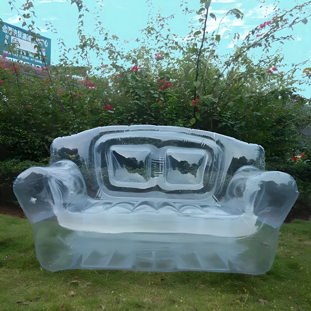 Inflatable Chair Blow Up Couches Transparent Inflatable Sofa Seat Yard Patio Portable Air Couch Furniture for Camping Beach