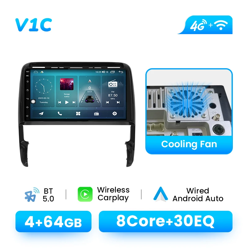 Auto radio voor PORSCHE CAYENNE 955 957 2002-2010 Android14 8-Core 8GB+128GB 1280*720 IPS Draadloos CarPlay Android Auto 4G WIFI GPS