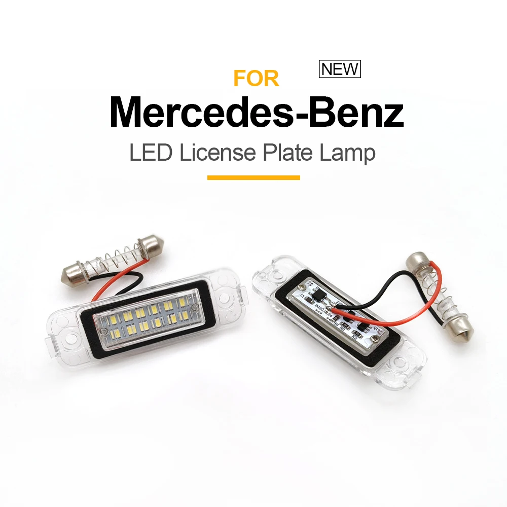 2Pcs LED License Number Plate Light For Mercedes Benz GL-Class X164 ML-Class W163 R-Class W251 Bright White Canbus Error Free