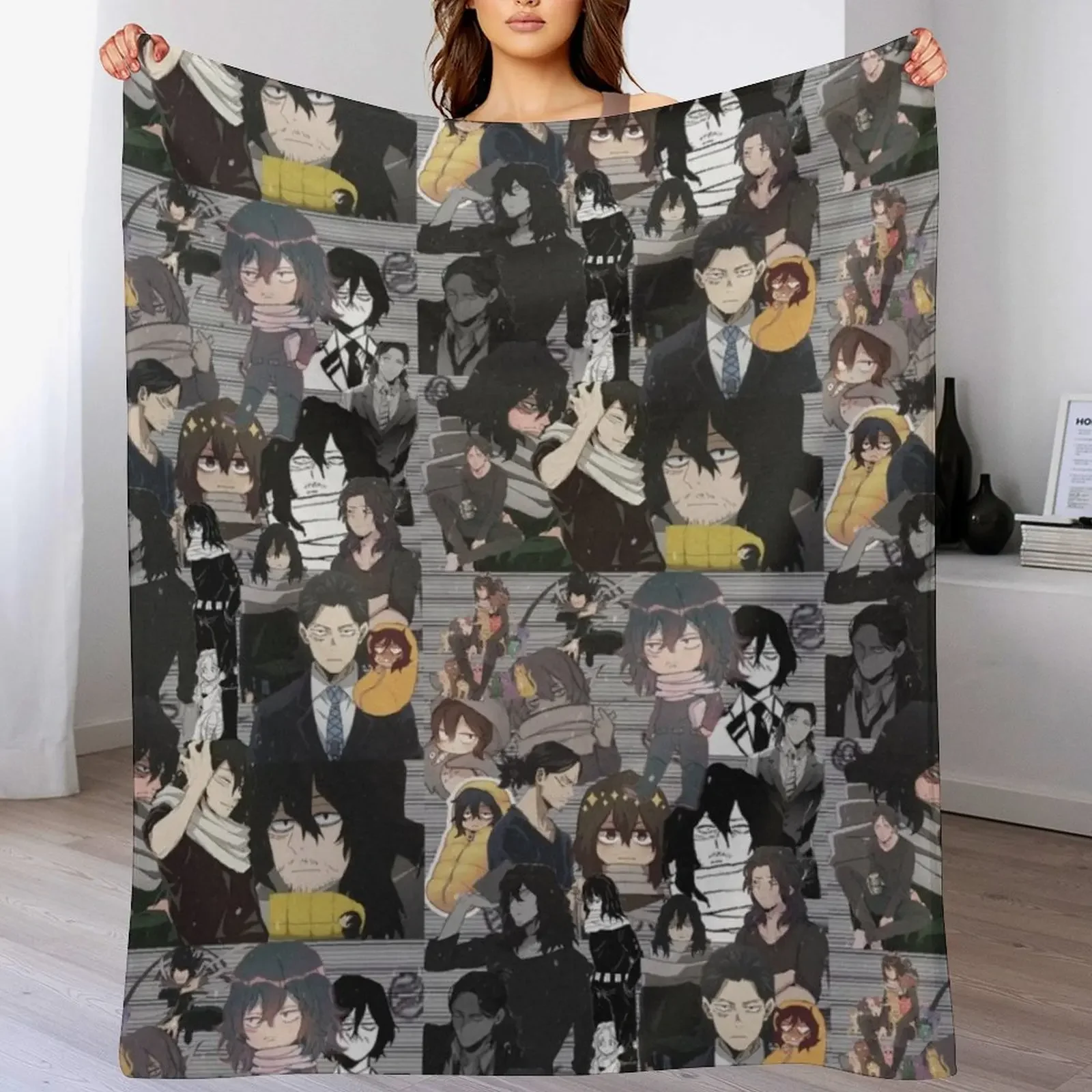 Aizawa Shota Collage Throw Blanket Luxury Thicken Beautifuls Hairy Blankets