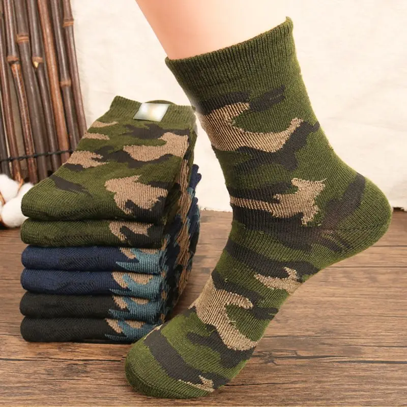 Herren-Socken mit Tarnmuster, mittellang, für alle Jahreszeiten, Freizeitsocken, geeignet für den Außenbereich, bequem, atmungsaktiv, Freizeitsocken, 3/6 Paar