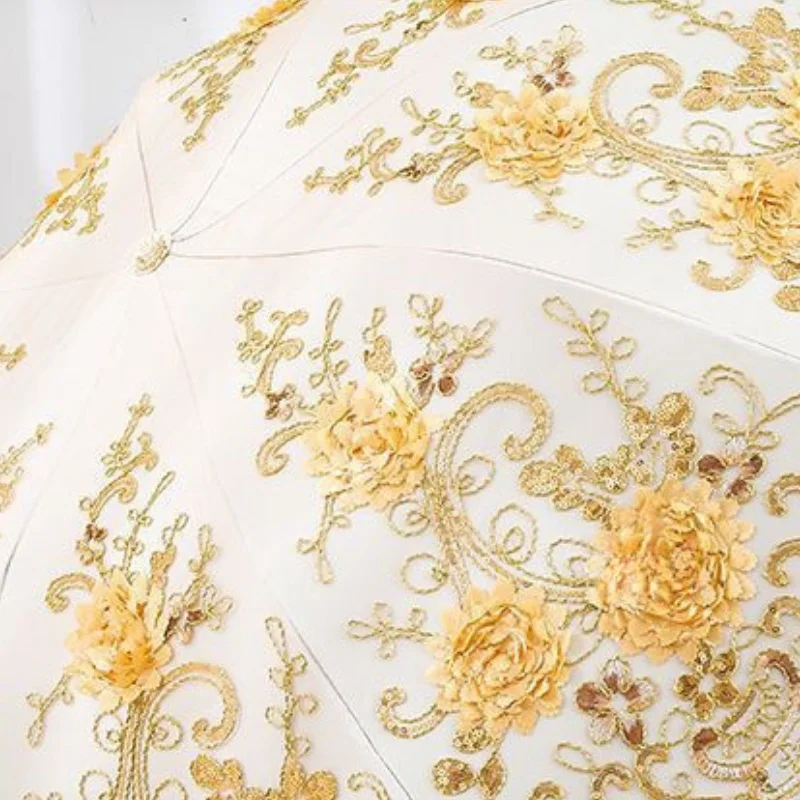 1pcs Lace Parasol Anti-UV Folding Umbrella UPF50+ Vintage Flower Embroidery Umbrella Princess Umbrella Gift Umbrella Suitable fo
