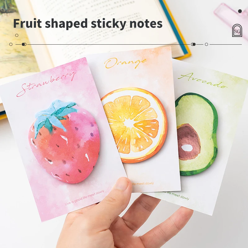 30Sheets Fruits Self-Adhesive Iabel Note Irregular Tearable Note Pad Memoranda Stationery Office Student School Supplies