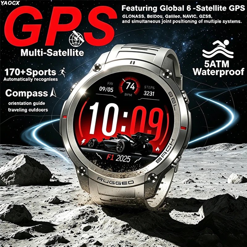 

2026 New Military GPS Waterproof Smart Watch Offline Maps Featuring Global 6 -Satellite GPS Outdoors Sports Smart Watch Men