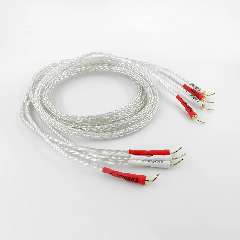 

Pair 8AG Silver Plated HIFI OCC Speaker Cable With 2mm Pin Banana Plug Loudspeaker Cable