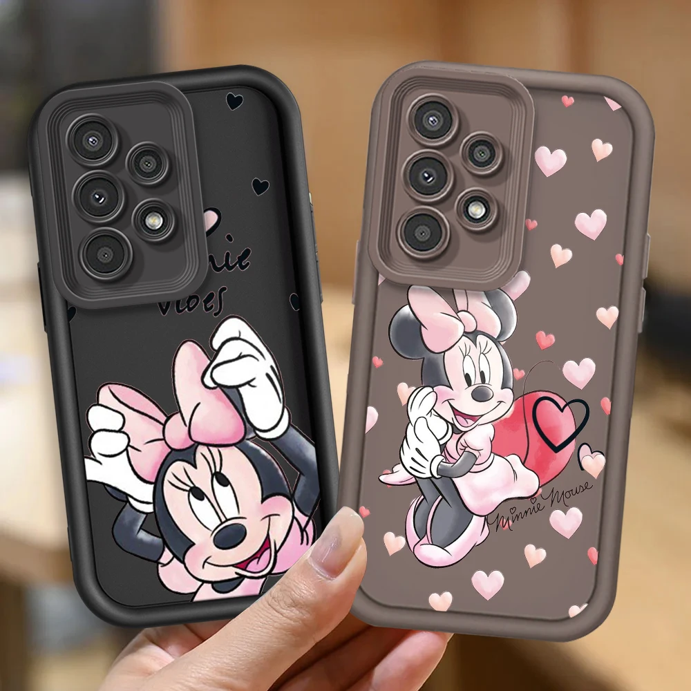 Pink Minnie Cartoon For Samsung A73 A71 A54 A53 A52 A51 A33 A32 A21S A14 A13 A12 A03 A04 A05 5G Eye Ladder Funda Phone Case