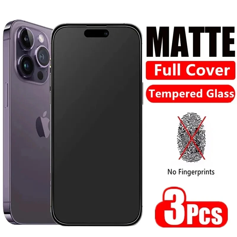 

Матовое закаленное стекло для iPhone, защитная пленка для экрана iPhone 14 12 11 13 Pro Max 7 8 Plus 15 13 12 Mini X XR XS MAX, 3 шт.