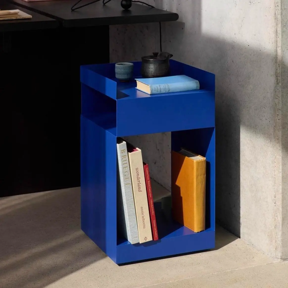 Medieval Style Red Metal Side Tables 3 Layers Storage Cupboard for Bedroom Iron Art Bedside Table Compact Living Room Organizer