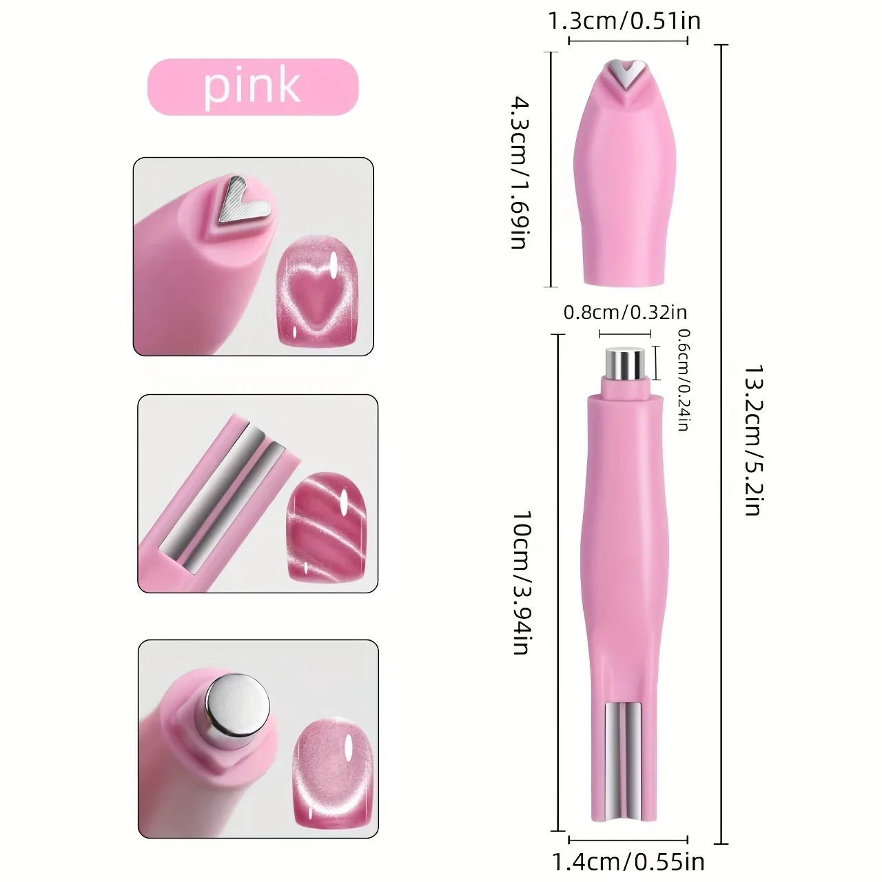 3-in-1 heart-shaped multi-functional cat-eye nail magnet, with multiple uses, suitable for use with cat-eye gel, for home salon